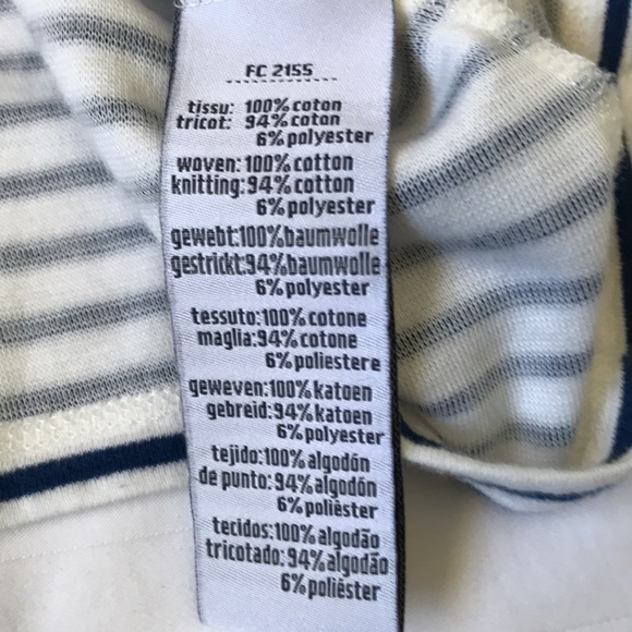 Lacoste striped cotton blend shirt w chambray yoke and cuffs crop sleeve EUC - Picture 5 of 6